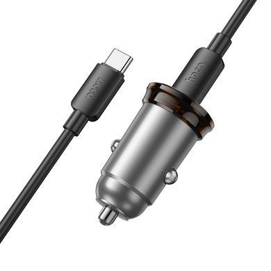 Автомобильное зарядное устройство с быстрой зарядкой PD30W+QC и кабелем Type-C HOCO NZ16 Type-C Серый