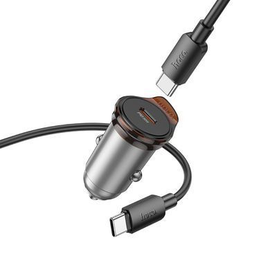 Автомобильное зарядное устройство с быстрой зарядкой PD30W+QC и кабелем Type-C HOCO NZ16 Type-C Серый