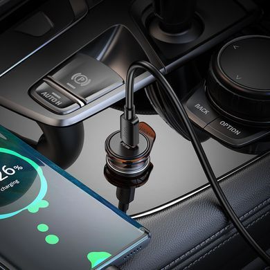 Автомобильное зарядное устройство с быстрой зарядкой PD30W+QC и кабелем Type-C HOCO NZ16 Type-C Серый
