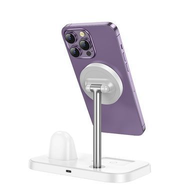 Настільна безпровідна зарядка 3в1 BOROFONE BQ29 Magsafe для iPhone 12/13/14/15 Білий