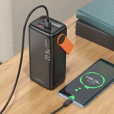 Павербанк 40000mAh с быстрой зарядкой 22.5W и фонарем BOROFONE BJ66 2USB/1Type-C Черный