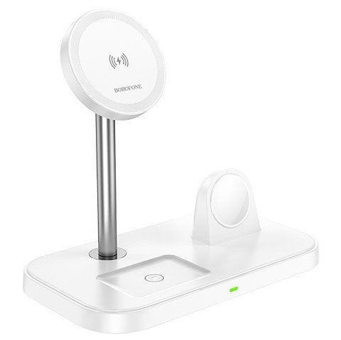 Настільна безпровідна зарядка 3в1 BOROFONE BQ29 Magsafe для iPhone 12/13/14/15 Білий