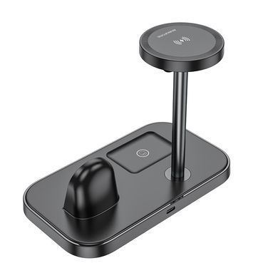 Настільна безпровідна зарядка 3в1 BOROFONE BQ29 Magsafe для iPhone 12/13/14/15 Чорний