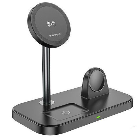 Настільна безпровідна зарядка 3в1 BOROFONE BQ29 Magsafe для iPhone 12/13/14/15 Чорний