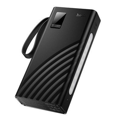Павербанк с зарядкой 22.5W кабелями Lightning, Type-C, Micro-USB, USB 20000mAh и фонарем HOCO J155 Черный