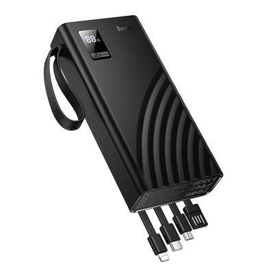 Павербанк с зарядкой 22.5W кабелями Lightning, Type-C, Micro-USB, USB 20000mAh и фонарем HOCO J155 Черный