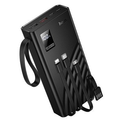 Павербанк с зарядкой 22.5W кабелями Lightning, Type-C, Micro-USB, USB 20000mAh и фонарем HOCO J155 Черный