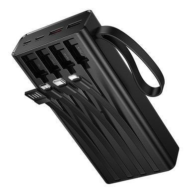 Павербанк с зарядкой 22.5W кабелями Lightning, Type-C, Micro-USB, USB 20000mAh и фонарем HOCO J155 Черный