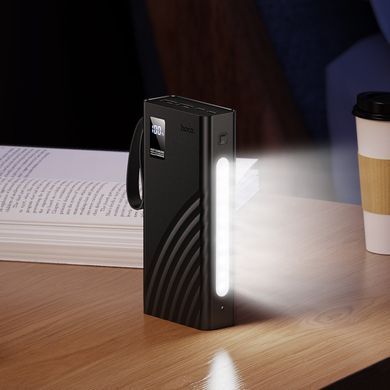 Павербанк с зарядкой 22.5W кабелями Lightning, Type-C, Micro-USB, USB 20000mAh и фонарем HOCO J155 Черный