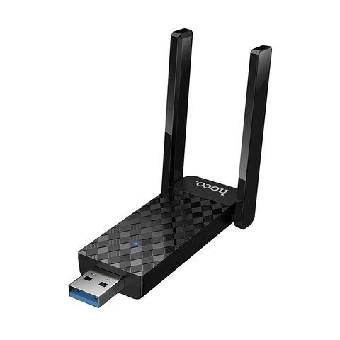 WiFi адаптер HOCO HI34 с двойной антенной, WiFi6, USB, 2.4 GHz и 5 GHz Черный
