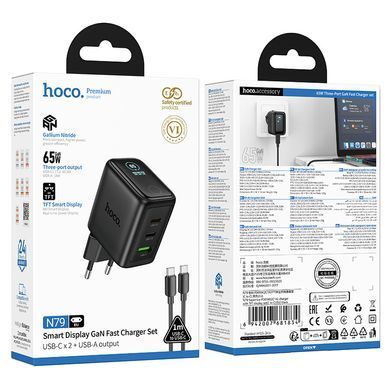 Сетевое зарядное устройство с быстрой зарядкой PD 65W HOCO N79 Sapiencia зарядка для телефона с кабелем Type-C