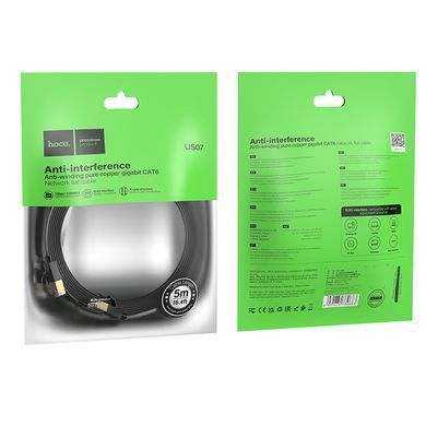 Сетевой кабель для интернета HOCO US07 General 5м/RJ45/cat-6 Черный