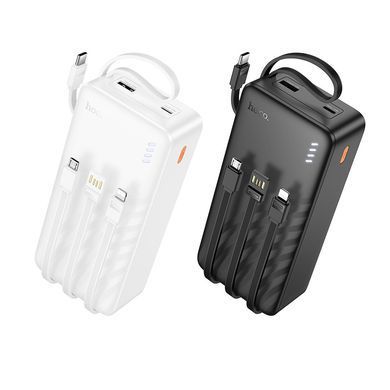 Павербанк 30000mAh со встроенными кабелями Lightning, Type-C, Micro-USB, USB HOCO J146B 1USB Черный
