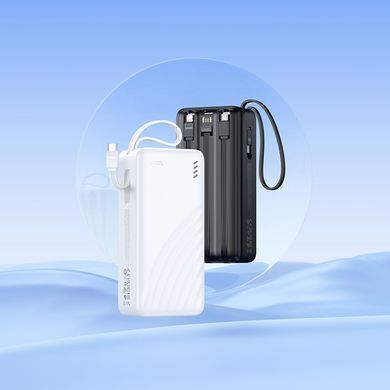 Павербанк 30000mAh со встроенными кабелями Lightning, Type-C, Micro-USB, USB HOCO J146B 1USB Черный