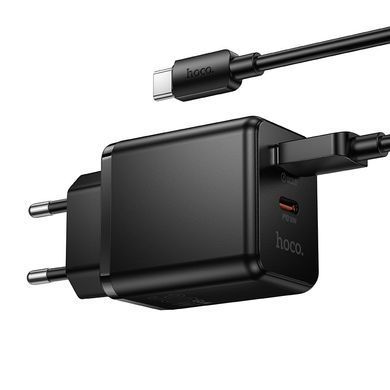 Зарядное устройство с быстрой зарядкой PD30W+QC3.0 и кабелем USB to Type-C HOCO C157A Type-C, USB Черный