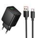 Зарядное устройство с быстрой зарядкой PD30W+QC3.0 и кабелем USB to Type-C HOCO C157A Type-C, USB Черный