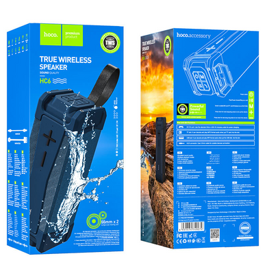 Портативная блютуз колонка HOCO IPX5 HC6 AUX, SD-card, Bluetooth, USB, FM-Radio Синий