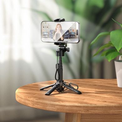 Портативная мини-стойка трипод для смартфона со штативом и Bluetooth-пультом HOCO K27 Magic Черный