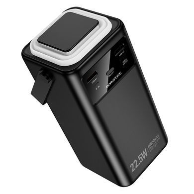 Павербанк 50000mAh з швидкою зарядкою 22.5Вт, вбудованими кабелями та ліхтарем BOROFONE BJ65A Чорний