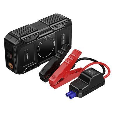 Автомобильный пусковой бустер Power Bank 8000mAh с компрессором и фонарем HOCO QS6 Черный