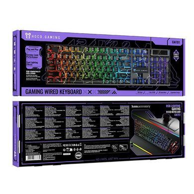Ігрова клавіатура HOCO GM701 дротова клавіатура з rgb підсвіткою мембранна клавіатура комп'ютерна клавіатура