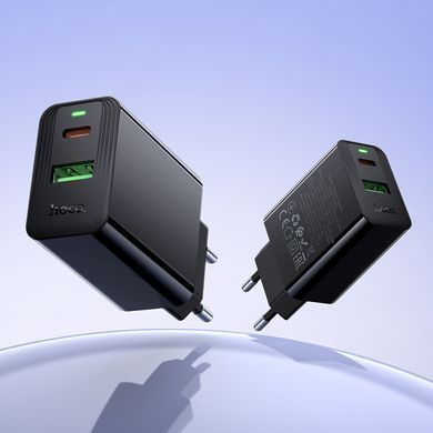 Зарядное устройство с быстрой зарядкой PD20W+QC3.0 и кабелем Type-C to Type-C HOCO CS94A 1USB, 1Type-C Черный