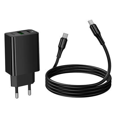 Зарядное устройство с быстрой зарядкой PD20W+QC3.0 и кабелем Type-C to Type-C HOCO CS94A 1USB, 1Type-C Черный