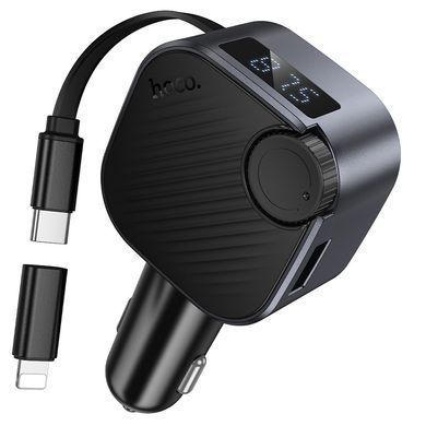 Автомобильный FM-трансмиттер HOCO E167 Hero 45W автомобильный модулятор с выдвижным кабелем Type-C
