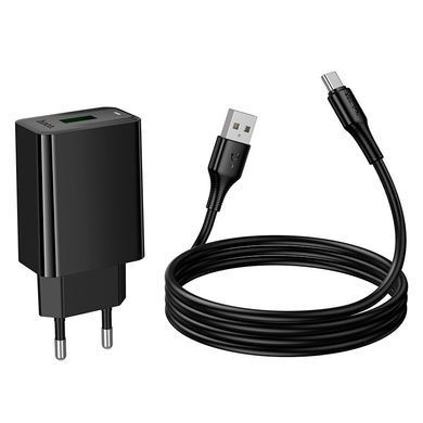 Зарядное устройство с быстрой зарядкой QC3.0 и кабелем USB to Type-C HOCO CS92A 1USB Черный