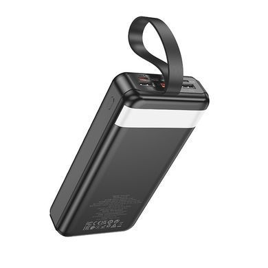 Павербанк PowerBank зі швидкою зарядкою та ліхтарем 30000mAh HOCO J123B 3USB/1Type-C, 22.5W+PD20W Чорний