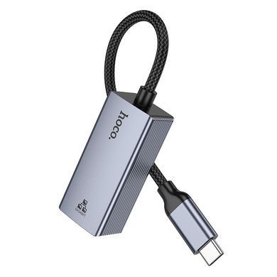 Адаптер переходник HOCO UA37 Type-C to RJ45 1000 Mbps, 120 мм Сірий