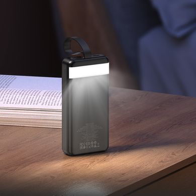 Павербанк PowerBank зі швидкою зарядкою та ліхтарем 30000mAh HOCO J123B 3USB/1Type-C, 22.5W+PD20W Чорний