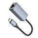 Адаптер переходник HOCO UA37 Type-C to RJ45 1000 Mbps, 120 мм Сірий